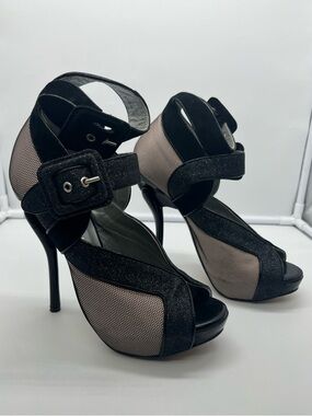 GEORGINA GOODMAN Limited Edition Mesh Sky High Platform Peep Toe Heels size 37.5